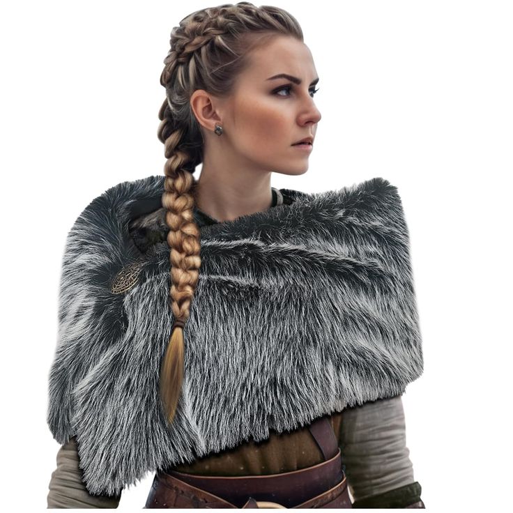 PRICES MAY VARY. Package Include: 1pc Medieval Faux Fur Shawl and Wrap Scarf with Brooch GoT Warrior Stole, 1pc Viking Turtle Metal Brooch Style: 1 - This versatile faux fur shawl can be seamlessly integrated into various costume ensembles to enhance the overall look. 2 - The Medieval brooch serves as a focal point, allowing for additional accessories like arm cuffs or a headpiece to complete the transformation into a character. Design: Viking Faux Fur Shawl for Women embraces a distinctive medi Medieval Fur Shawl, Medival Shawl, Ren Faire Costume Fur, Womens Wearwolf Costume, Viking Woman Wig, Viking Women Accessories, Viking Costume Tunic, Womens Vikings Costume, Viking Headbands