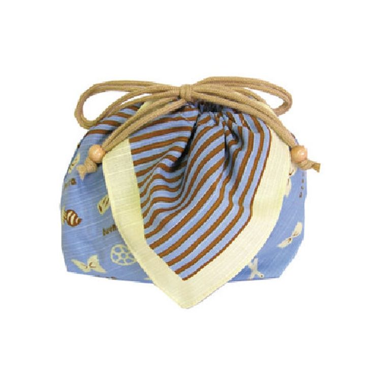 Cotton Furoshiki - Kinchaku Bento Bag Pasta Blue Blue Cutlery, Bento Pasta, Bento Bag, Kumihimo Bracelets, Bento Bags, Japanese Bento, Traditional Ceramics, Personal Belongings, Amber Bracelet