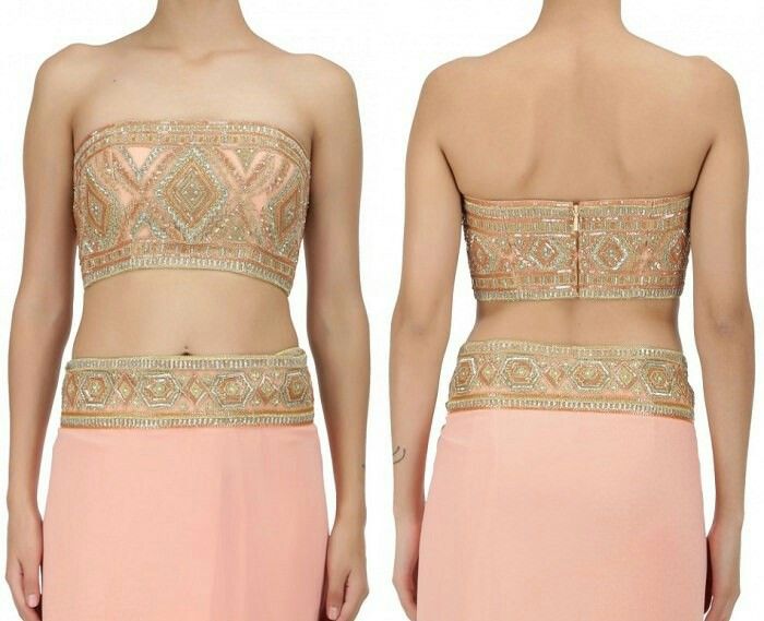 Bandeau/Strapless Blouse Bandeau Saree Blouse, Types Of Saree Blouses, Blouse Designs Pattern, Types Of Saree, Tube Blouse, Sari Blouses, Strapless Blouse, Neck Patterns, Saree Blouse Styles