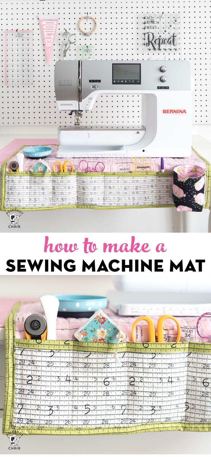 sewing machine mat with instructions for how to make a sewing mat on top and bottom