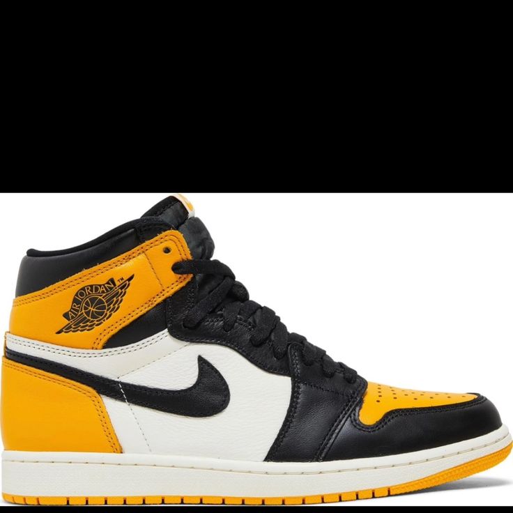 Awesome High-Top Air Jordans In The ‘Taxi’ Yellow Toe Colorway From 2022. Colorblock Leather Upper In White With Yellow Toe Box And Heel, Black Forefoot Overlay, And Black Signature Swoosh. Retro Wings Logo On The Side. Brand New, Never Worn, No Box, Men's Size 5.5. Yellow Urban Custom Sneakers For Streetwear, Yellow Urban Low-top Basketball Shoes, Urban Style Yellow Custom Sneakers For Streetwear, Urban Yellow Sneakers For Sports, Yellow Urban Sneakers For Sports, Yellow Urban Style Sneakers For Sports, Yellow Urban Basketball Shoes With Boost Midsole, Yellow Low-top Custom Sneakers For Streetwear, Yellow High-top Custom Sneakers For Streetwear