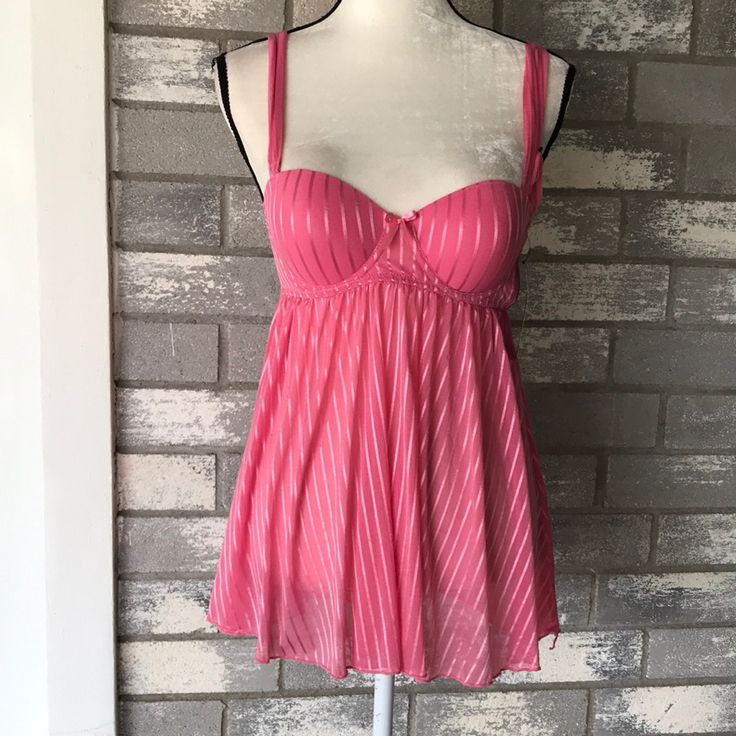 Babydoll By Nice Or Naughty Size M Pink Color Adjustable Straps Fits A Or B Cup Has Panties Armpit To Armpit With Stretch 17” Length 26” Nwt Flirty Camisole Sleepwear With Built-in Bra, Pink Camisole With Built-in Bra For Bedtime, Summer Sleepwear With Underwire For Bedtime, Flirty Pink Sleepwear With Built-in Bra, Underwire Sleepwear With Built-in Bra For Bedtime, Summer Sheer Underwire Sleepwear, Pink Flirty Sleepwear With Built-in Bra, Flirty Camisole For Beach, Pink Underwire Camisole With Built-in Bra