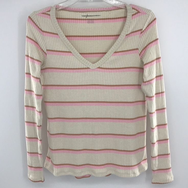 New Xs Americaneagle Outfitters Cream Ribbed Stretchy Sweater Pink/Brown Stripes Long Sleeve, V Neck; Soft, Light Weight; Nwt Brand New, Never Been Used. Chest 18” Long Sleeve 25” Top To Bottom Length 24” Hi ! Thanks For The ! Offers Are Welcome Bundle Items For Bigger Discounts In One Shipping 3 Items Bundle -> Get $15 Discounts Great Dealgift$ Thanks For Shopping @ Stylish Fashion Shop Fast Shipper Top Rated Cute Trendy Pink Ribbed Sweater, Casual Pink Winter Tops, Cute Long Sleeve Ribbed Tops, Pink Stretch V-neck Sweater, Pink Ribbed Tops For Fall, Ribbed Pink Tops For Fall, Cute Pink V-neck Top, Spring Pink Ribbed Sweater, Casual Pink Tops For Fall