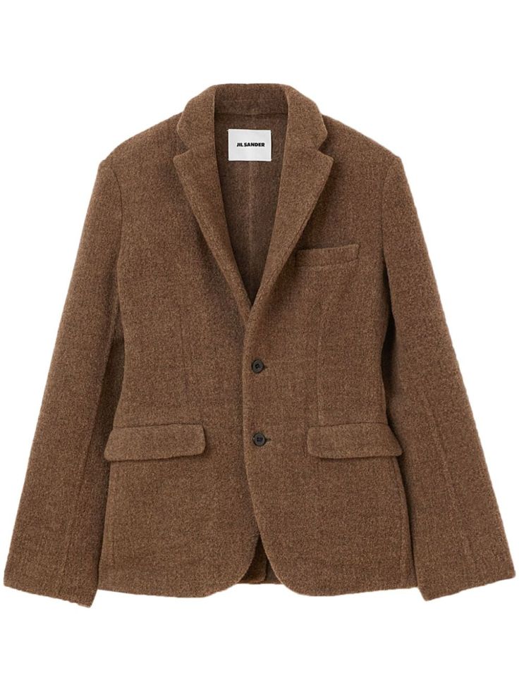 light brown llama blend brushed finish notched lapels long sleeves split cuffs chest welt pocket two front flap pockets straight hem unlined front button fastening Elegant Blazers, Suede Blazer, Outer Jacket, Yoko London, City Dress, Iconic Bags, Summer Beach Wear, Ski Wear, Ballet Flat Shoes