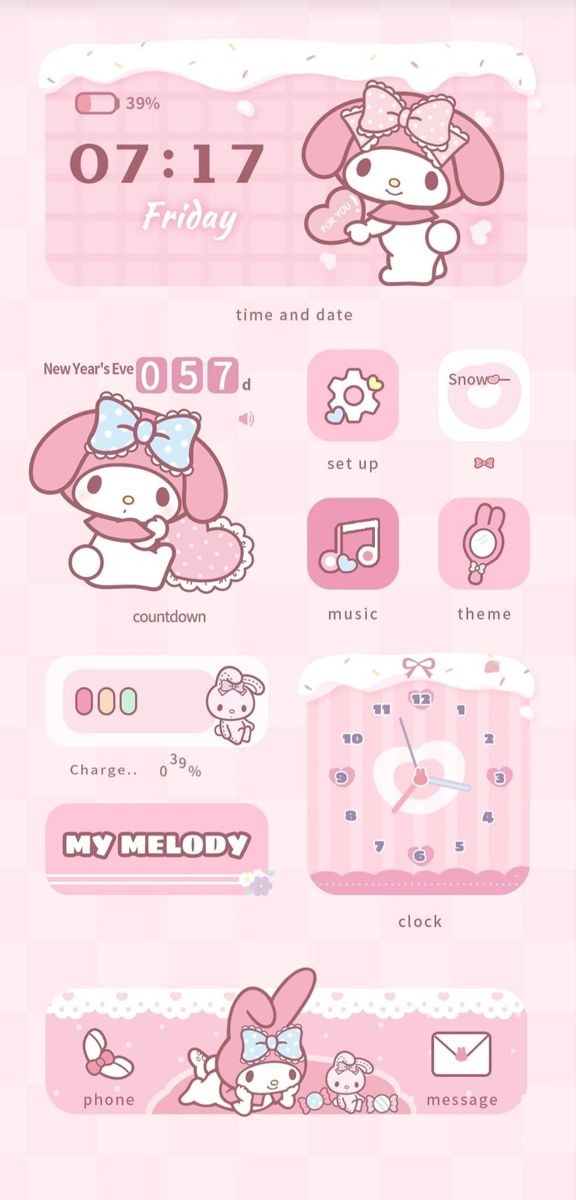 the hello kitty theme is shown in pink