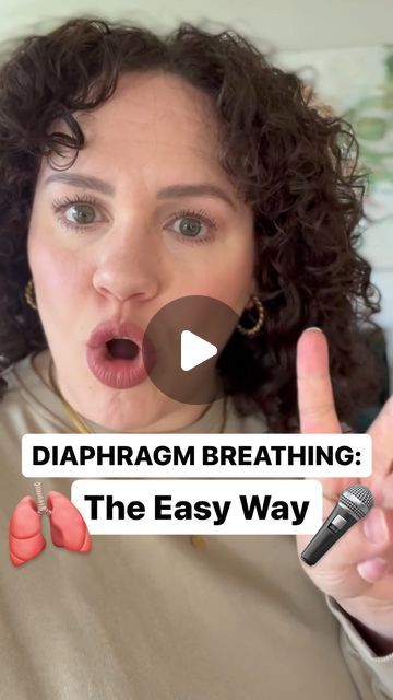 a woman is making an obscene gesture with her hand and the words, diaphragm breathing the easy way