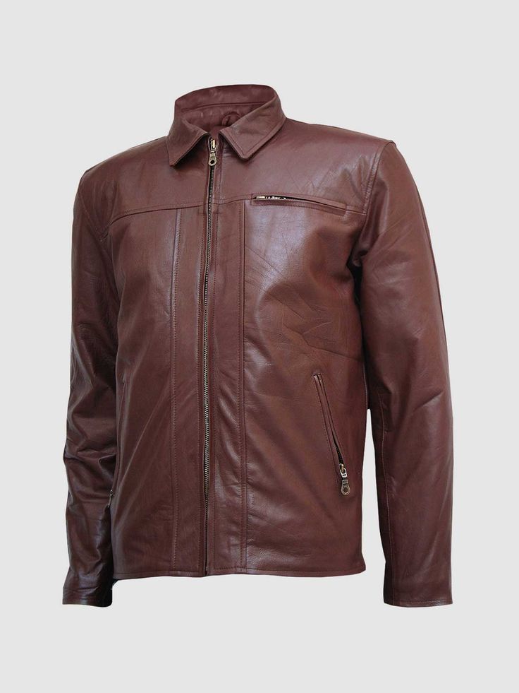 Men's Brown Leather Motorcycle Jacket Brown Leather Motorcycle Jacket, Brown Leather Jacket Men, Leather Jacket Men Style, Custom Leather Jackets, Leather Jacket Style, Silk Outfit, Custom Jacket, Satin Shirt, Brown Leather Jacket