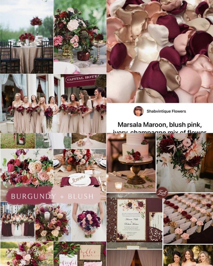 a collage of different wedding colors and decorations