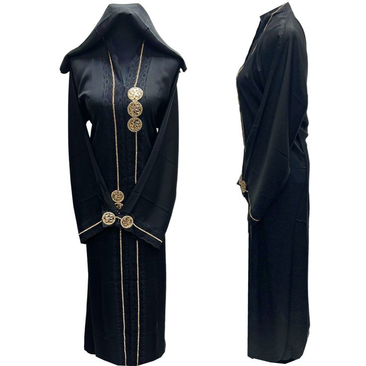 Black Modest Women Abaya Farasha Jalabiya Arab Dress With Stone Works . As a result, comes in original plastic wrap with Hijab included. Beautiful material with a premium feel. Exclusive new design Abaya.      Comes with a free scarf and belt  Latest new design!  Fabric: nida   Colour: black    open front with press studs   stone works  Suitable for easy iron.   Do not tumble dry.  Dry clean  The scarf is free and it may be little different in colour and design   Abayas are known by many name such as modest Islamic clothing, jilbab, jalabiya Arab rob, long dress, Muslim clothing, Kimonos . However, they serve the same purpose: to cover. Other models are usually kaftans, cut from light, flowing fabrics like crepe, georgette, nida, and chiffon. Other known styles are open ,closed front, Batw Traditional Long Niqab For Eid, Long Niqab For Eid, Long Niqab With Dabka For Eid, Long Dabka Niqab For Eid, Traditional Black Dabka Khimar, Fitted Black Abaya For Eid, Fitted Black Thobe For Eid, Traditional Black Long Sleeve Khimar, Black Long Thobe With Dabka