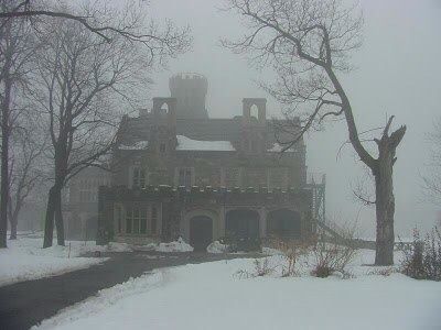 an old house in the middle of winter