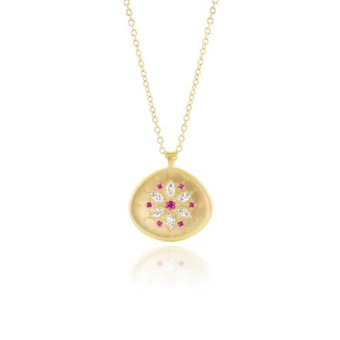 #PinkSapphire A gold pendant set with marquise diamonds and pink sapphires in a floral motif... Gold Jewelry With Rose Cut Diamonds And Pink Sapphire, Wish Flower, Beautiful Gold Pendants, Gold Pendant Set, Yellow Gold Chain, Marquise Diamond, Flower Pendant, Pendant Set, Pink Sapphire