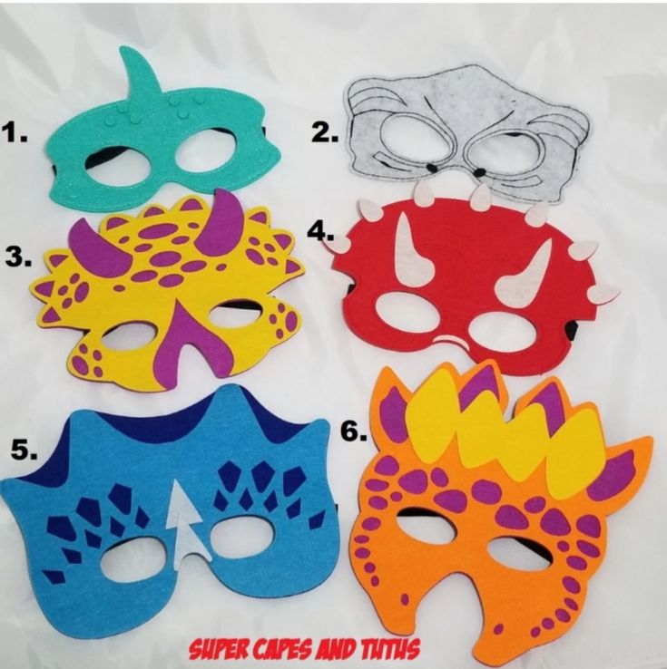 Set Of 12 Dinosaur Masks If You Would Like A Different Quantity Please Message Me Dinosaur Masks, Felt Dinosaur, Dinosaur Mask, Great Halloween Costumes, Felt Mask, Superhero Masks, Party Mask, Kids Dress Up, Halloween Party Favors