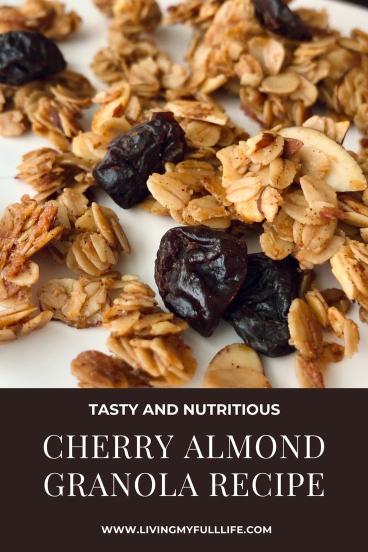 Close up photo of cherry almond granola Cherry Almond Granola Recipe, Craisins Recipes, Almond Granola Recipe, Honey Almond Granola, Cherry Granola, Easy Homemade Granola, Granola Recipe Healthy, Almond Granola, Muddy Buddies