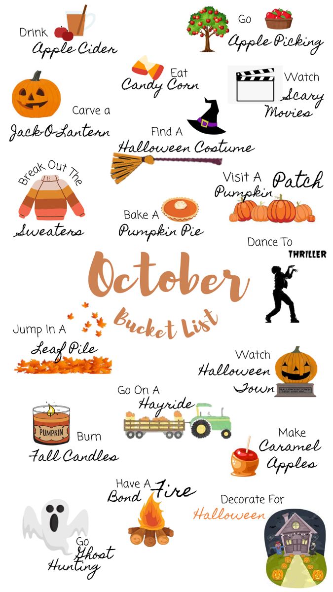 a poster with different types of pumpkins and other things to eat for halloween on it