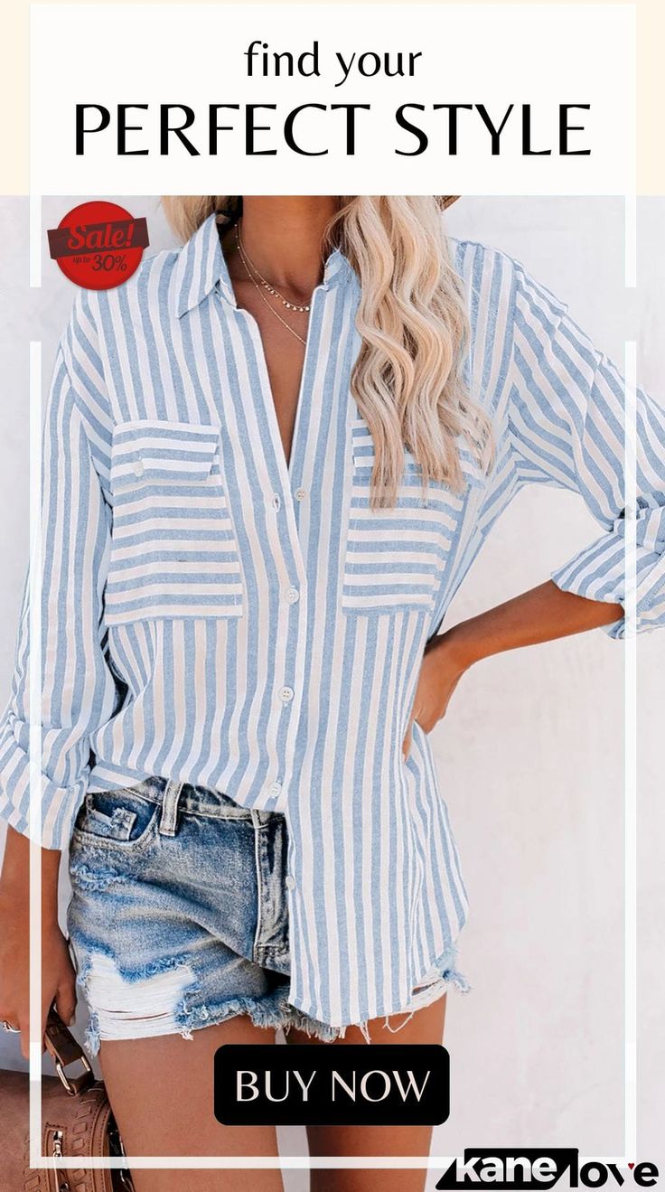 Cotton Striped Button Shirt Button-up Beach Shirt With Placket Detail, Striped Button-up Shirt For Day Out, Summer Button-up Shirt With Buttons, Collared Tops With Roll-up Sleeves For Summer, Vacation Tops With Casual Collar And Buttons, Casual Collar Tops With Buttons For Vacation, Button-up Vacation Shirt, Casual Beach Tops With Placket, Casual Collar Top With Button Closure For Beach