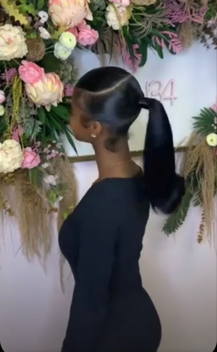 Low Barbie Ponytail, Natural Hairstyles For Birthday, 16 Birthday Hairstyles, Barbie Swoop Ponytail, Black Barbie Hairstyles, Long Barbie Ponytail, Swoop Barbie Ponytail, Two Part Ponytail, Homecoming Ponytail Hairstyles