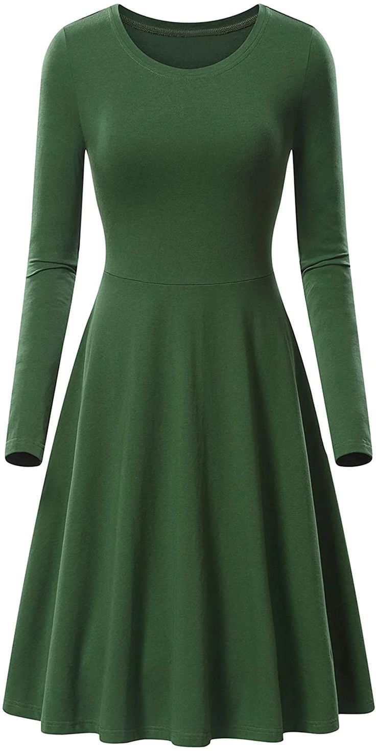 Haute Edition Women's Long Sleeve Solid Color Flared Skater Dress Flared Skater Skirt, Long Sleeve Skater Dress, Tights And Boots, Midi Dress With Sleeves, Long Sleeve Midi, Amazon Women, Flowing Maxi Dress, Glamorous Evening Gowns, Skater Dress