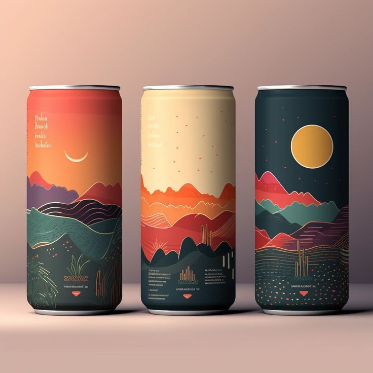 three cans of beer with mountains in the background