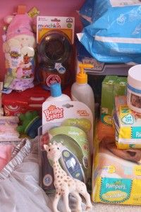 the contents of a child's diaper bag