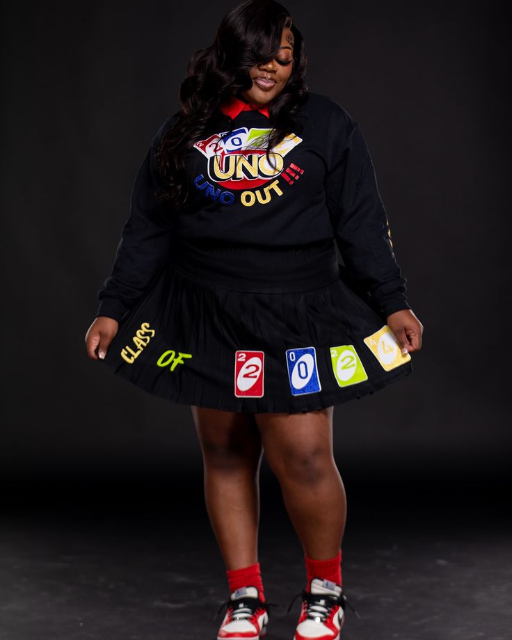 #seniorsunday ❤️💙💚💛 CUSTOM #SENIORSET UNO OUT! 🔥 designed by @jaicreativecollection 🎀 | Congratulations to all the grads of 2024! 🎓🎉 DM or TEXT (313)318-0114 to place an order📲 (please allow some time for a response!😊) | #customseniorset #redfordunionhighschool #seniorsunday #customsenioroutfit #customseniorshirts #classof2023 #classof2024 #customseniorcorset #customjeans #customcorset #RUHS #redfordunion #redfordunioncheer #redfordunionpanthers #customcorset #2024grad #2024 #customseniorsk... Uno Senior Shirt, Uno Out Senior Shirt, Uno Birthday Photoshoot, Class Of 2025 Outfits, Custom Senior Outfits 2025, Senior Custom Outfits, Senior Jersey Ideas, Uno Photoshoot, Homecoming Pants Ideas