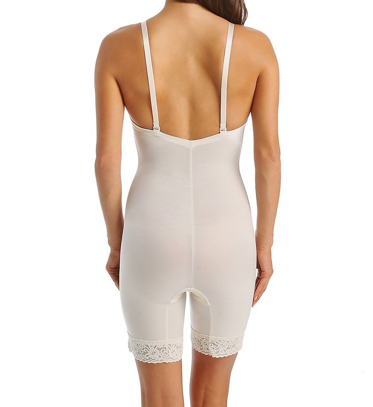 This low back bodysuit features convertible straps that may be worn strapless, criss-cross, halter or classic style for fit flexibility. Great for all-over shaping - controls from the bust down to the thighs for a truly smooth look from top to bottom. 2-ply front panel, underwire and boning keeps tummy in place comfortably. Multipart underwire cups are lightly padded for modesty with angled seams for shape. Body-soft stretch fabric provides firm control with a comfortable fit. Sleek surface - cl Low Back Corset, Vintage Bodysuit, Vintage Lingerie, Corset Dress, Long Legs, Low Back, Soft Knits, Shapewear, Criss Cross