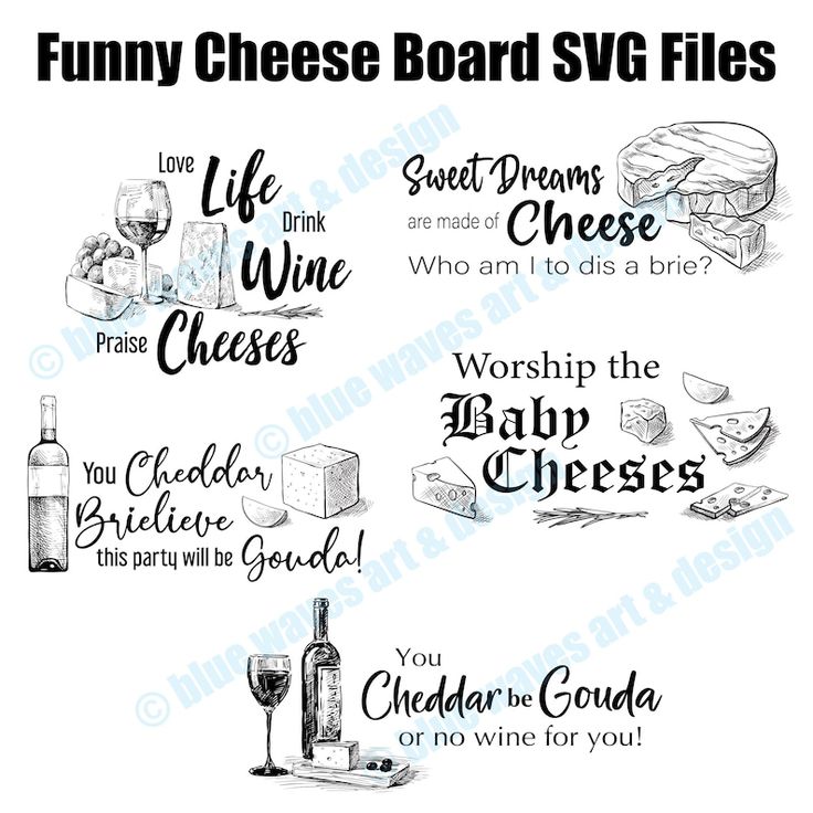 funny cheese board svg files for use in crafts and diy projects, such as cards