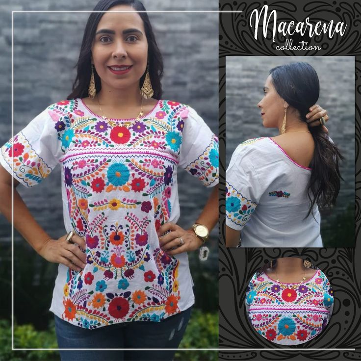 This feminine vintage style shirt is beautifully made. Black with colorful flowers, it is a unique one of a kind. It is shown with a belt as an example of how you might want to wear it. Since it is hand embroidered, each flower is slightly different. It is made of cotton and it extremely comfortable. About Our Items: Each one of our items are handmade/hand woven by Indigenous communities of Chiapas and Oaxaca in Mexico. Great care has been taken to ensure the quality of uniqueness of each item w Feminine Vintage Style, Mexican Shirt, Mexican Shirts, Handmade Shirts, Womens Shirt, Flower Shirt, Hand Care, Style Shirt, Embroidered Shirt