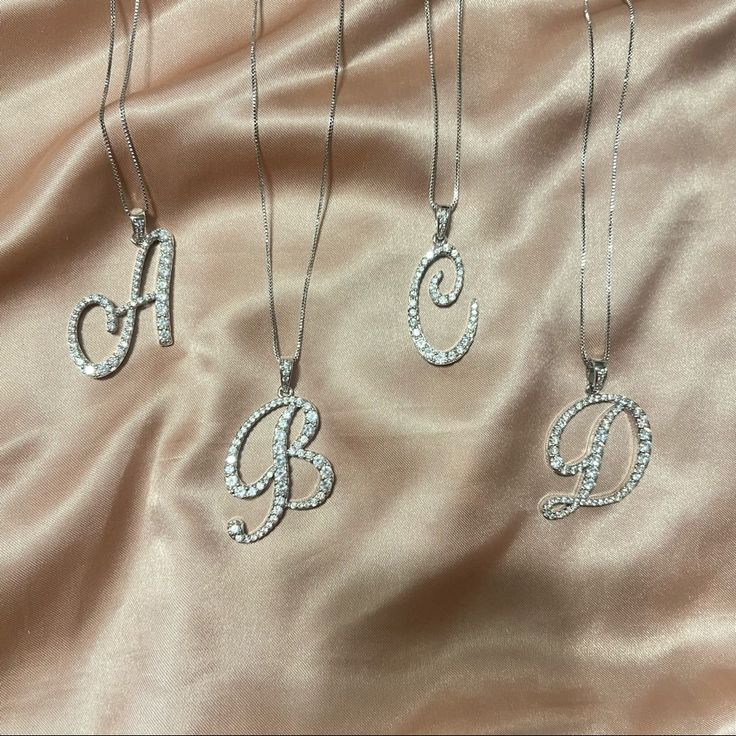 Silver Initial Necklaces With Rhinestones. Has A Lobster Clasp For Adjustment. Also Available In Gold For Certain Letters Only. Approx Length: 22 S Necklace Initial, B Initial Necklace, Denver Trip, Silver Initial Necklace, Initial Necklace Silver, A Initial, Gold Lariat Necklace, Initial Necklaces, Sports Jewelry