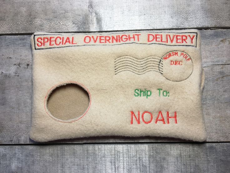 a piece of cloth with the words special overnight delivery and noah written on it