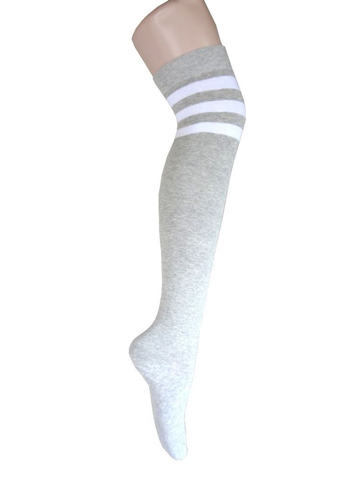 Women and Girls Triple Stripes Over Knee High Cotton Socks, Multi-colors available. Popular and the bright point for Party, great gift for Holiday and birthday. They're made by combed cotton and polyester and spandex, the features are comfortable and breathable and elasticity. Casual Gray Thigh-high Socks, Casual Gray Thigh High Socks, Stretch Gray Cotton Socks, Casual Thigh High Cotton Socks, Casual Cotton Thigh High Socks, Trendy Gray Cotton Socks, Trendy Gray Socks For Spring, White Cotton School Socks, Sock Company