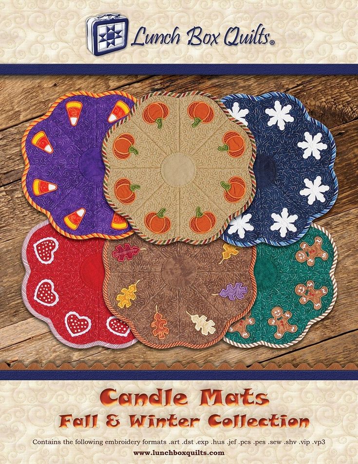 an advertisement for candle mats featuring fall and winter designs