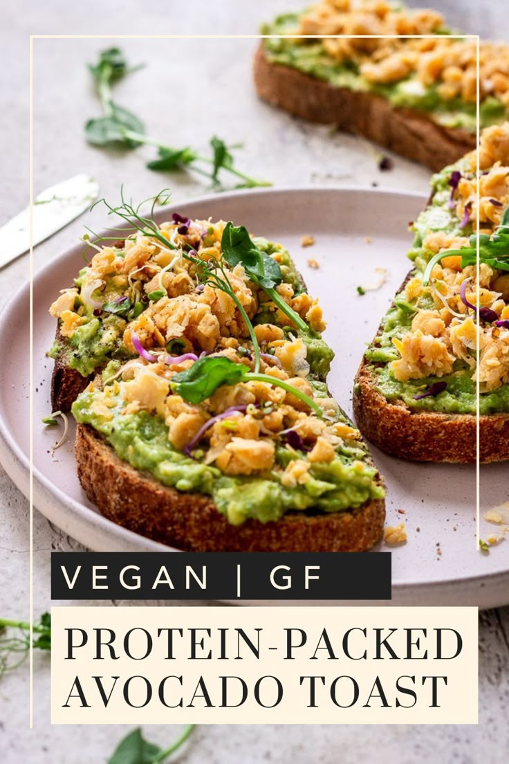 the vegan gf protein packed avocado toast is ready to be eaten