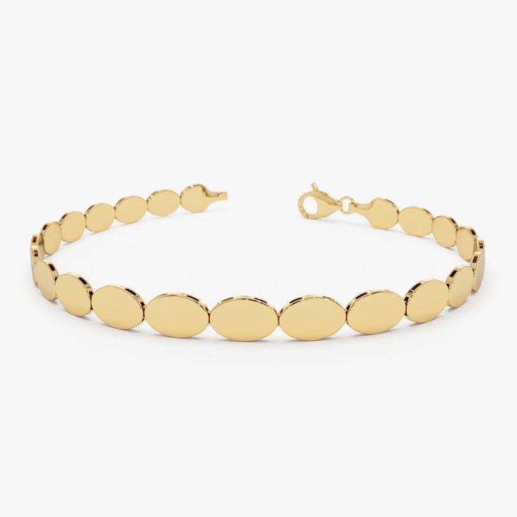 14K Gold Oval Link Bracelet: Featuring a Modern 4.75MM Thickness, this Solid Gold Design Blends Elegance with Contemporary Style. Ideal for Stacking, this Flat Link Bracelet is a Sophisticated Choice for Any Collection. ▶ Item Details * Made to Order * Gold Kt: 14K Gold * Width: 4.75 MM * Ready to Ship in 1-2 Business Days ▶ See more of our Gold Bracelets here - http://etsy.me/2l9VKBr ▶ See our storefront here - http://etsy.me/2lUcVnH ▶ All store sections here * Diamond Rings - http://etsy.me/2lwKUl8 * Diamond Earrings - http://etsy.me/2lyqVBP * Diamond Necklace - http://etsy.me/2mqa6O1 * Diamond Bracelets - http://etsy.me/2mVrAB5 * Diamond Wedding Rings - https://etsy.me/3YbpVq2 * Gold Wedding Band - https://etsy.me/3X3uf9F * Gold Necklaces - http://etsy.me/2lUxj86 * Gold Bracelets - http 14k Gold Oval Diamond Bracelet Gift, Modern Yellow Gold Oval Diamond Bracelet, Gold Oval Link Oyster Bracelet Gift, Adjustable Oval Link Bracelet With Polished Finish, Oval Diamond Bracelet With Polished Finish As Gift, Modern Oval Yellow Gold Bangle, Modern Yellow Gold Oval Bangle, Oval White Gold Bracelet As Gift, Oval White Gold Bracelet For Gift