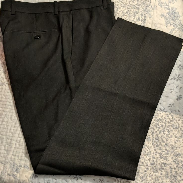 Nwot. Black Plain Front Dress Pants. Pants Has Small Pattern To Pants As Shown In Picture # 2. Size Is 32 X 32. Formal Black Cotton Work Pants, Black Fitted Cotton Dress Pants, Black Semi-formal Bottoms For Fall, Black Semi-formal Fall Bottoms, Black Flat Front Dress Pants For Business Casual, Black Tailored Full-length Work Pants, Black Semi-formal Pants For Fall, Black Semi-formal Fall Pants, Black Flat Front Bottoms For Business