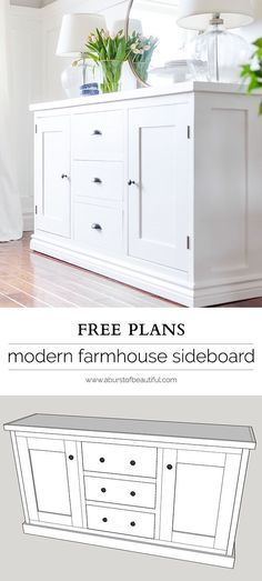 the free plans for this modern farmhouse sideboard