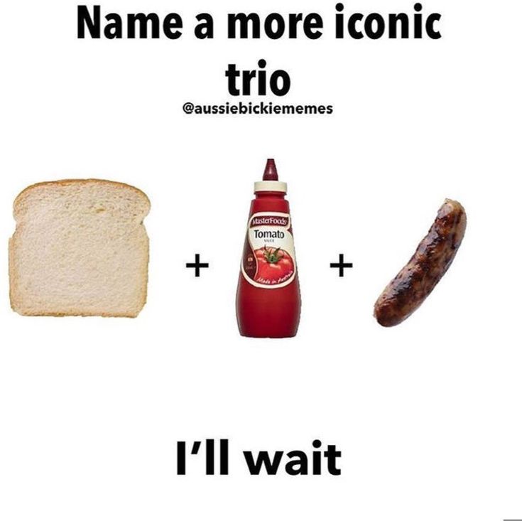 some bread and ketchup next to each other with the words name a more iconic trio