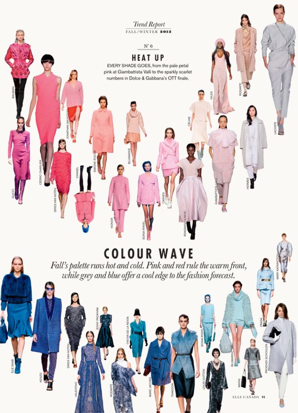 several models walking down the runway in pink and blue outfits, with text that reads color wave