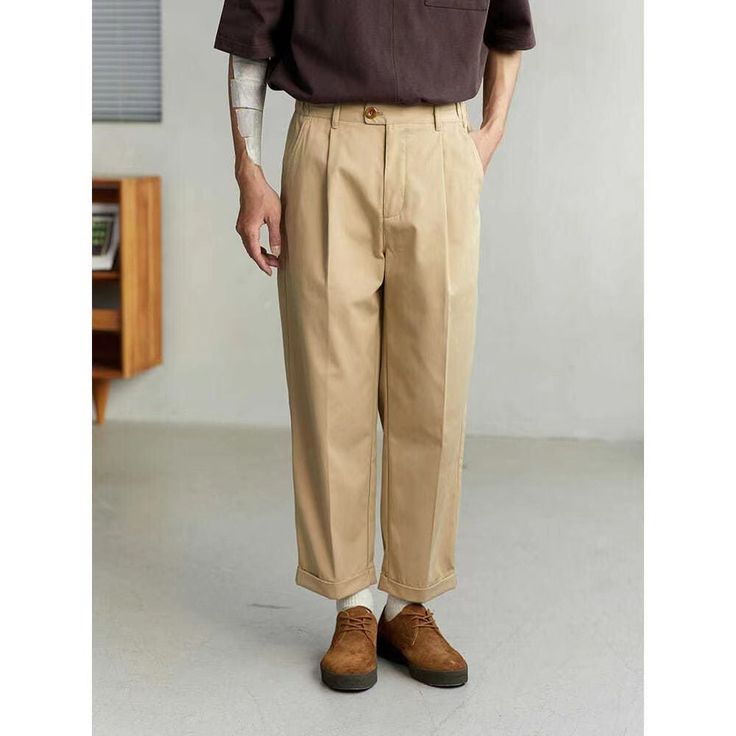 925860210-1 Khaki Dress Pants For Spring, Spring Khaki Dress Pants, Beige Chinos With Pockets For Workwear, Khaki Dress Trousers For Spring, Spring Khaki Dress Trousers, Khaki Tapered Leg Dress Pants With Welt Pockets, Khaki Baggy Ankle-length Pants, Baggy Khaki Ankle-length Pants, Khaki Ankle-length Cargo Pants For Work