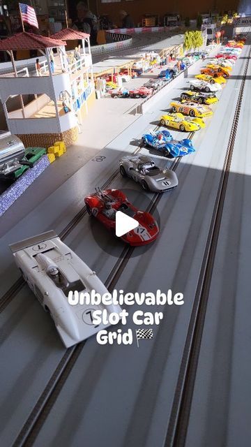 an image of a model race track with cars on it and the words unbelevable slot car grid