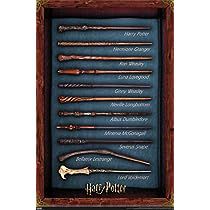 harry potter's wands are displayed in a wooden box