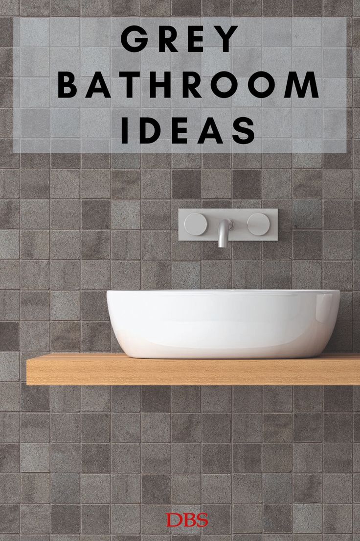 a bathroom sink with the words grey bathroom ideas above it