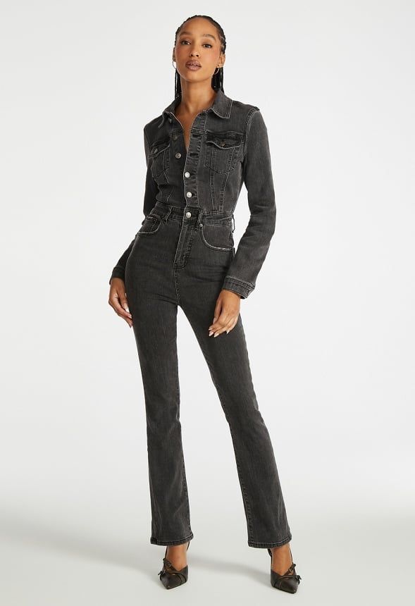 Long Sleeve Denim Jumpsuit Denim Jumpsuit With Jacket, Long Sleeve Jumpsuit Outfit, Jumpsuit With Jacket, Long Sleeve Denim Jumpsuit, Jumpsuit Outfit, Long Sleeve Jumpsuit, Jumpsuit With Sleeves, Denim Jumpsuit, Black Denim