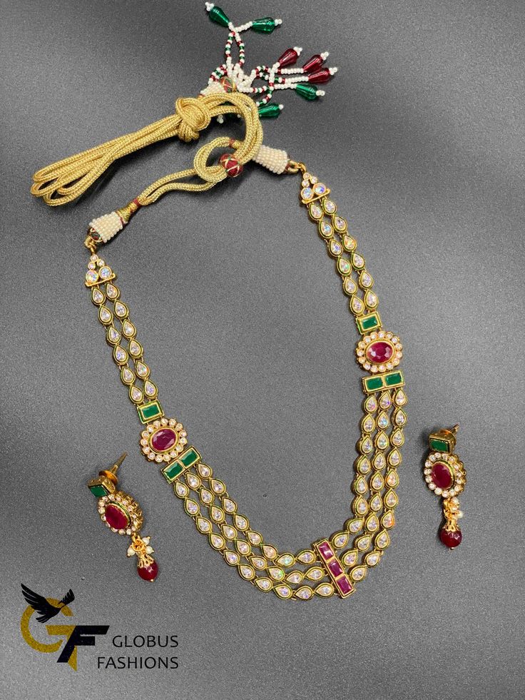 Cute rajwadi kundan stones with multicol stones three line necklace set Handmade jewelry Silver plated jewelry One gram gold jewelry Official Website globusfashions.com 🌸 S H O P . M O R E . S T Y L E S 🌸 https://www.etsy.com/shop/Globusfashions Necklaces - https://www.etsy.com/shop/Globusfashions?section_id=18712263 Bracelets - https://www.etsy.com/shop/Globusfashions?section_id=18969767 Pendant Sets - https://www.etsy.com/shop/Globusfashions?section_id=18707402 Tikka - https://www.etsy.com/s Heavy Multicolor Necklaces For Puja, Multicolor Hand Set Jewelry For Puja, Diwali Kundan Jeweled Temple Necklace, Diwali Jeweled Kundan Necklace, Multicolor Chandbali Necklaces For Reception, Diwali Celebration Kundan Jeweled Necklace, Multicolor Bollywood Necklace For Reception, Bollywood Style Multicolor Necklace For Reception, Kundan Bridal Necklace With 17 Jewels For Festivals