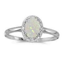 a white opal and diamond ring