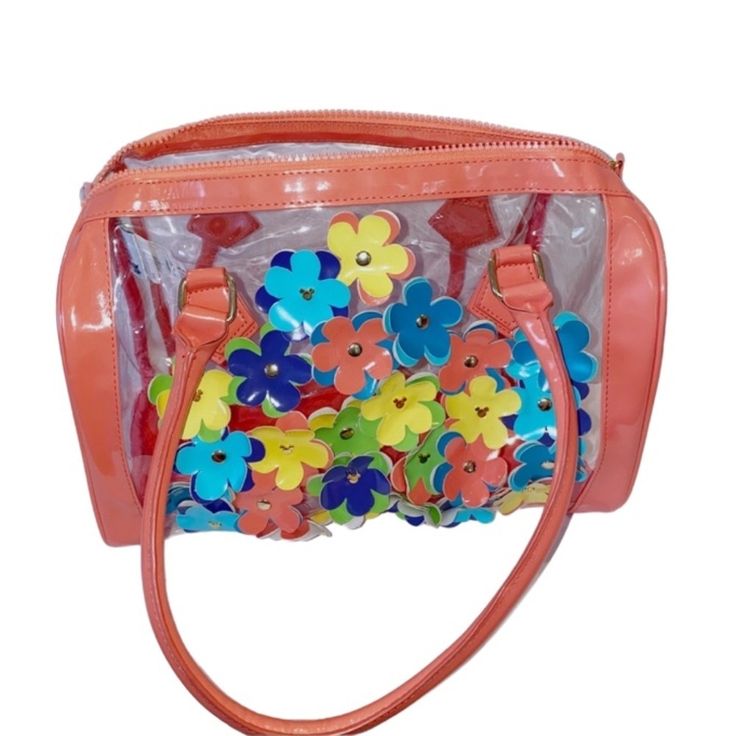 Disney Parks | Clear Plastic Bag Attached Flowers Peach, Yellow, Blue, Green Adorable And Never Used! This Would Be A Great Barbie Bag, Doll Bag, Any Toy Bag. Bring Along In The Car, Take With You On Vacation. Will Hold A Lot! Fun Multicolor Plastic Bags, Playful Bags For Spring Playtime, Playful Multicolor Spring Bags, Cute Orange Travel Bag, Cute Orange Bags For Daily Use, Cute Orange Bag For Daily Use, Playful Pink Plastic Bag, Playful Pink Plastic Bags, Buzz Lightyear Backpack