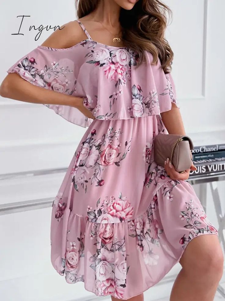 Ingvn - New Fashion Sexy Spaghetti Strap Woman Dress Summer Floral Print Off Shoulder Sundress Boho Beach Dress, Boho Dresses, Beach Boho, Woman Dress, Butterfly Sleeves, Summer Floral, Bohemian Dress, Dress Summer, Summer Dresses For Women