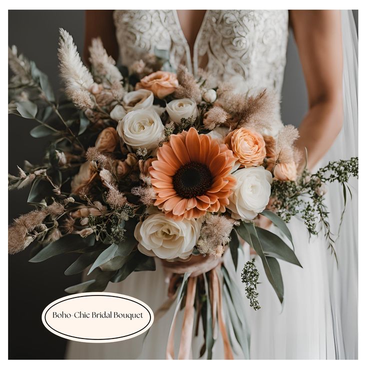 a bride holding a bouquet of flowers in her hands