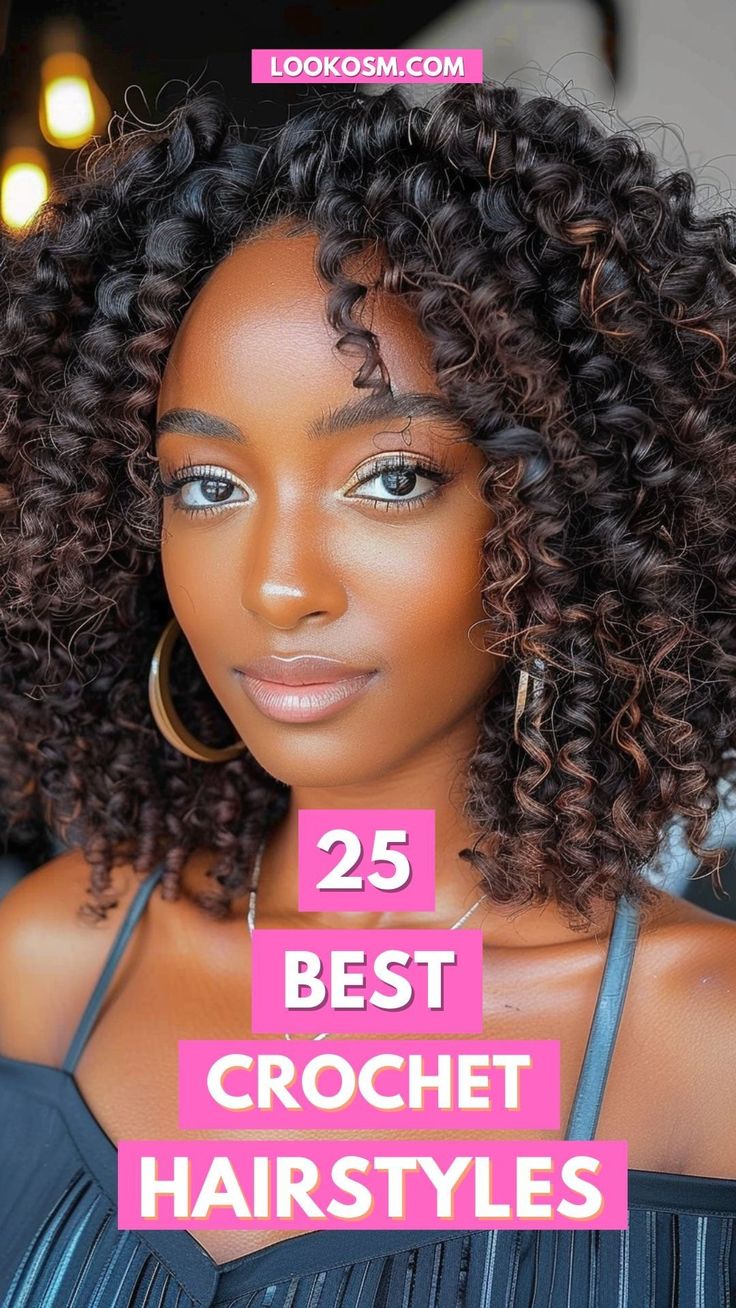 25 Crochet Hairstyles That Outline Grace- #Crochet #Define #Grace #Hairstyles Check more at https://howcandothis.com/hairstyleideas/25-crochet-hairstyles-that-outline-grace/ Weave Crochet Hairstyles, Curly Crochet Human Hair, Crochet Styles For Older Black Women, Short African Braids Hairstyles, Short Curly Hair Crochet Styles, Different Crochet Styles, Elegant Crochet Hairstyles, Crochet Wedding Hairstyles, Best Crochet Hairstyles