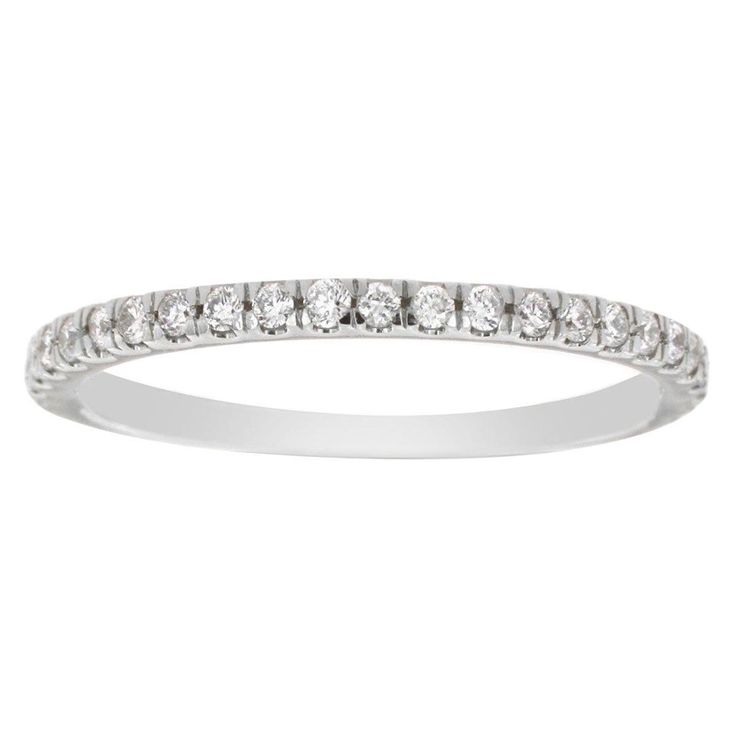 This petite Micro - Prong set diamond ring features 25 ideal cut diamond through 3/4 of the band. Stunning! Experience the Difference ! Product details: Center Gemstone Color: WHITE Side Gemstone Type: NATURAL DIAMOND Side Gemstone Shape: ROUND Metal: Platinum Metal Weight: 1.56 Setting Type: Micro prong Shank Height: 1.5MM Shank Height: 1MM Material: NATURAL DIAMOND Engravable: yes Minimum Number Of Diamonds: 25 Minimum Color: H Minimum Clarity: VS2 Rhodium Plate: Yes Sizable: Yes White Gold Diamond Band, Gold Diamond Band, Pave Diamond Ring, Platinum Metal, Eternity Band Diamond, Diamond Bands, Pave Diamonds, White Gold Diamonds, Prong Setting