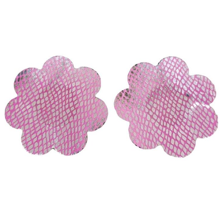 One pair of pink flower shaped pasties. Pink 3d Flower Earrings, Cute Pink Flower Shaped Earrings, Cute Pink Flower Earrings, Cute Pink Flower Earrings With Handmade Flowers, Cute Pink Handmade Flower Earrings, Pink Snake, Flower Shape, Pink Flower, Pink Flowers